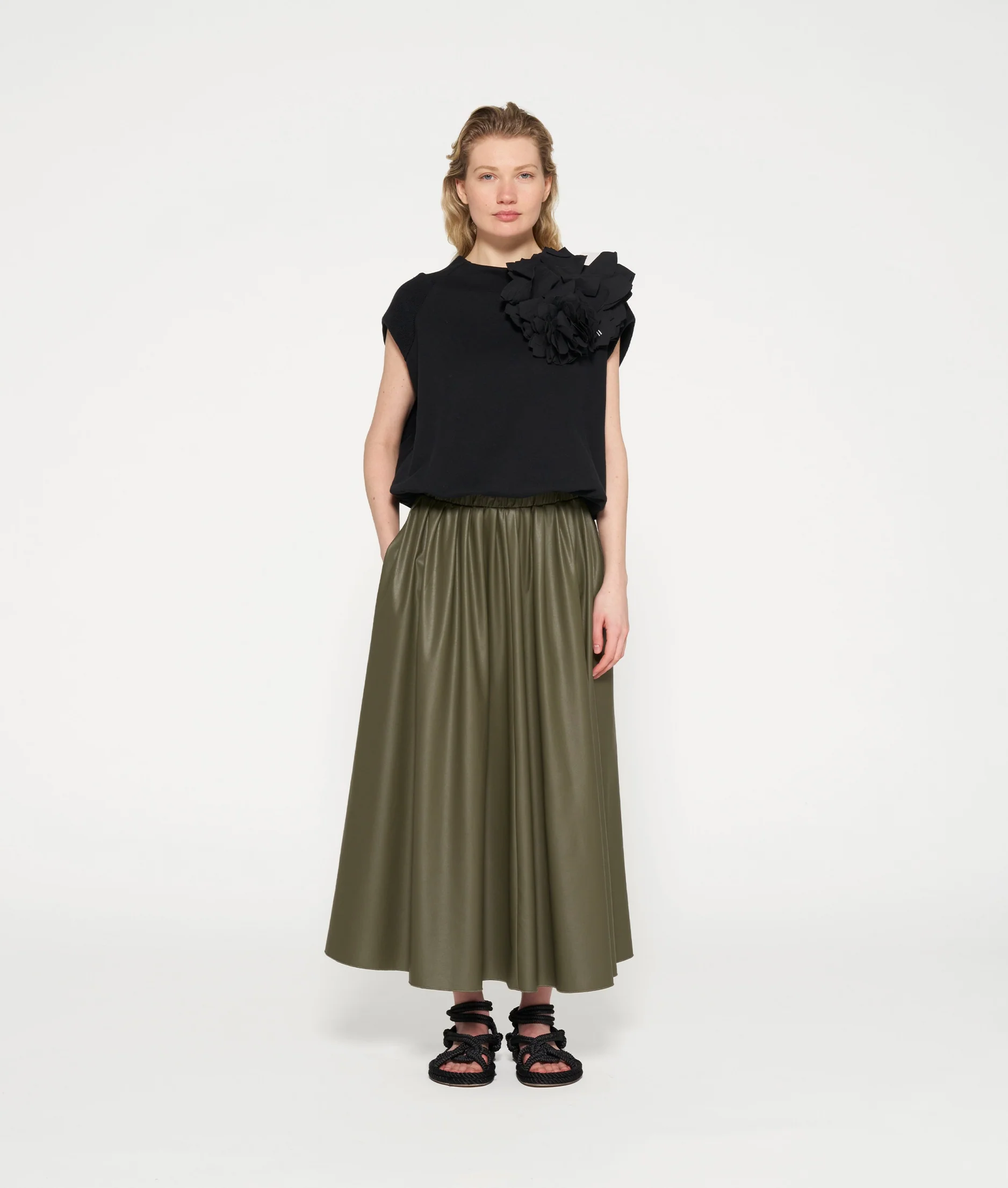 Leather Look pleated Skirt - tendays